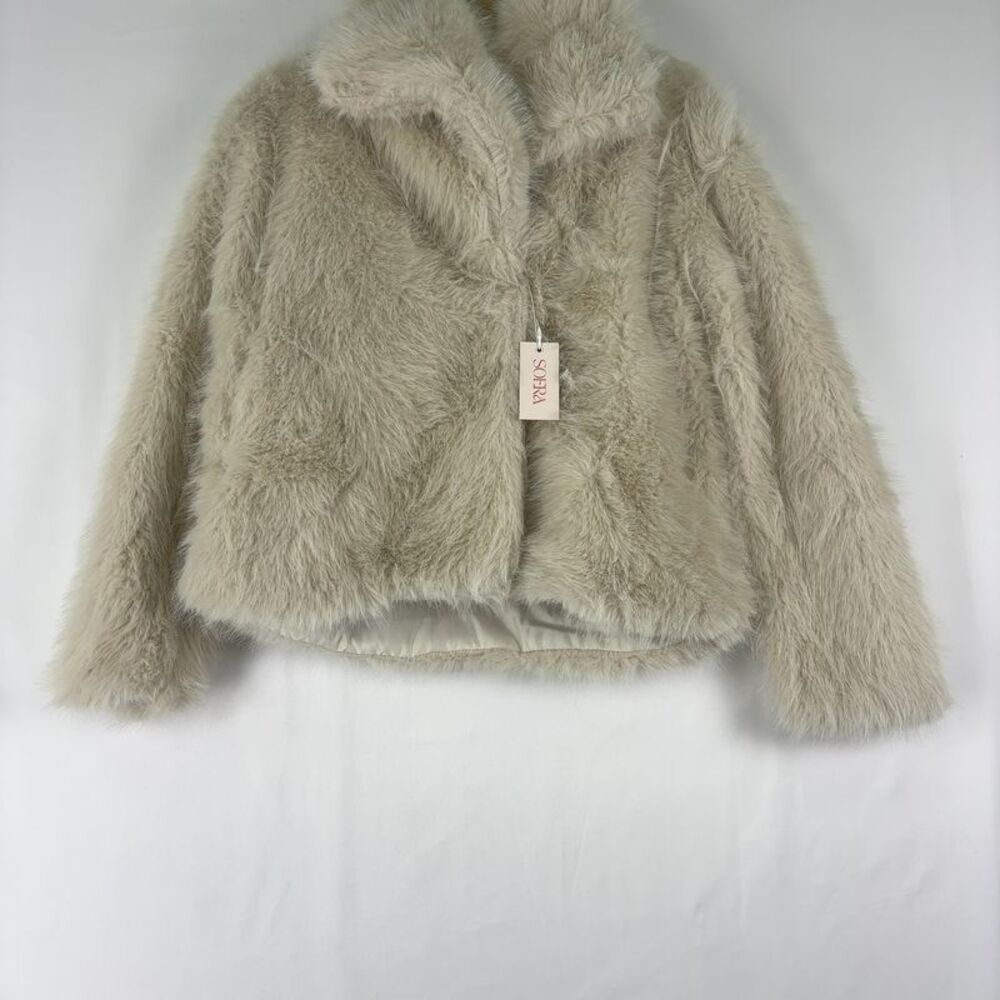 SOERA Faux Fur Loose Stand Collar Jacket